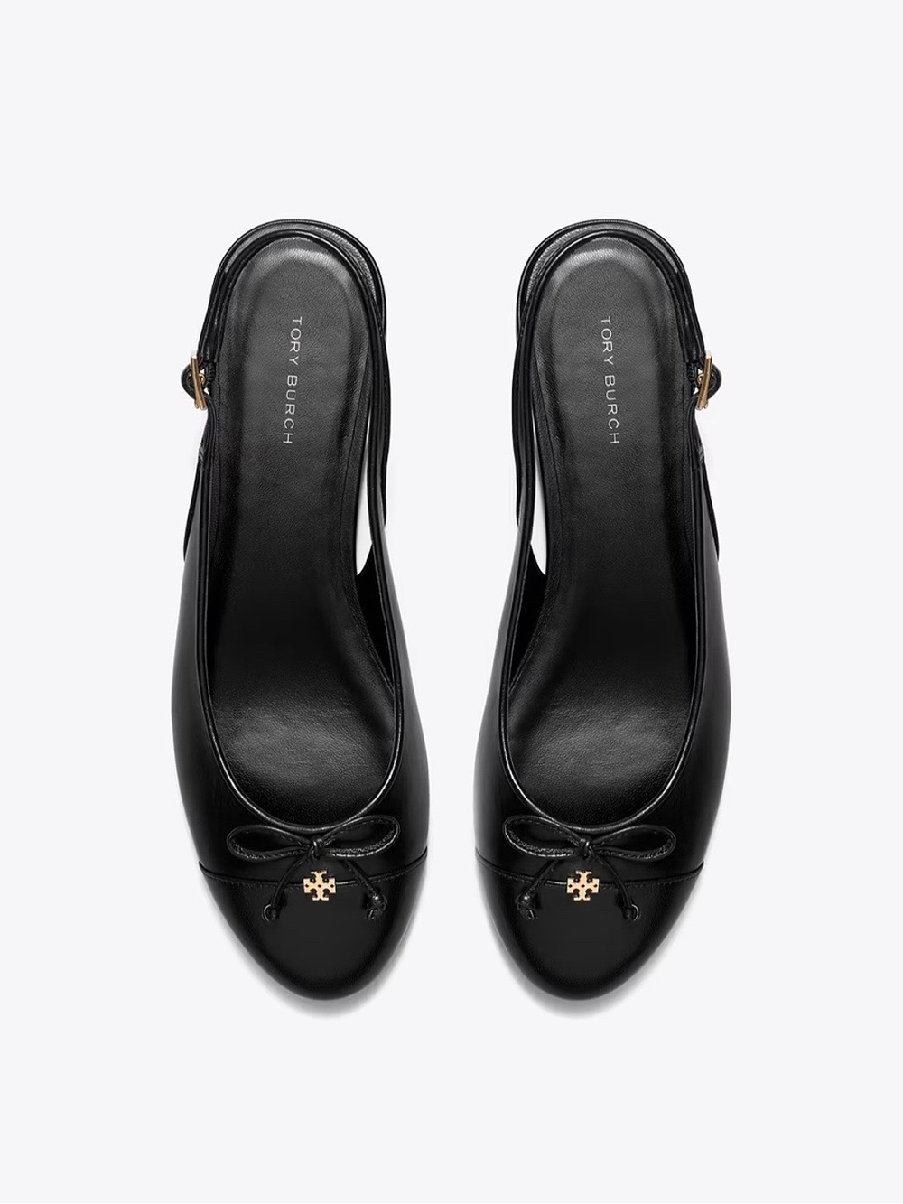 TORY BURCH Black Leather Cap Toe Slingback Ballet Flats 8.5 - Picture 5 of 16